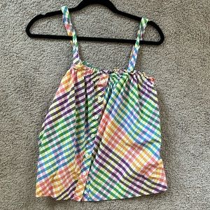 J. Crew Pastel Multi-Color Plaid Tank Top Size 2
